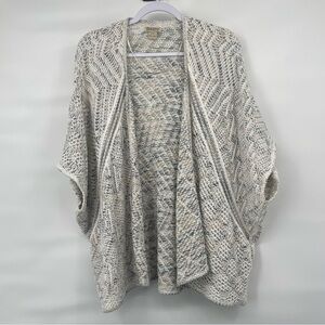 Lucky Brand cotton blend knit crochet poncho sweater